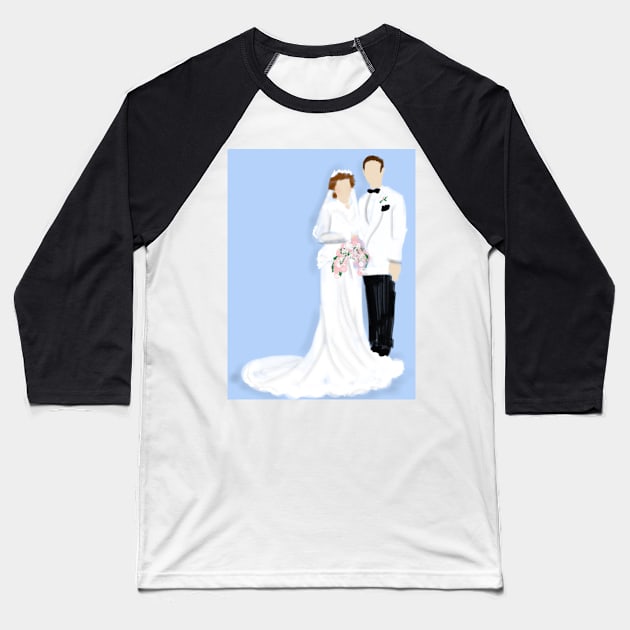 Bride and Groom Wedding Day Baseball T-Shirt by LITDigitalArt